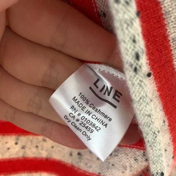 LINE - 100% cashmere sweater - red /grey line details - Picture 5 of 5